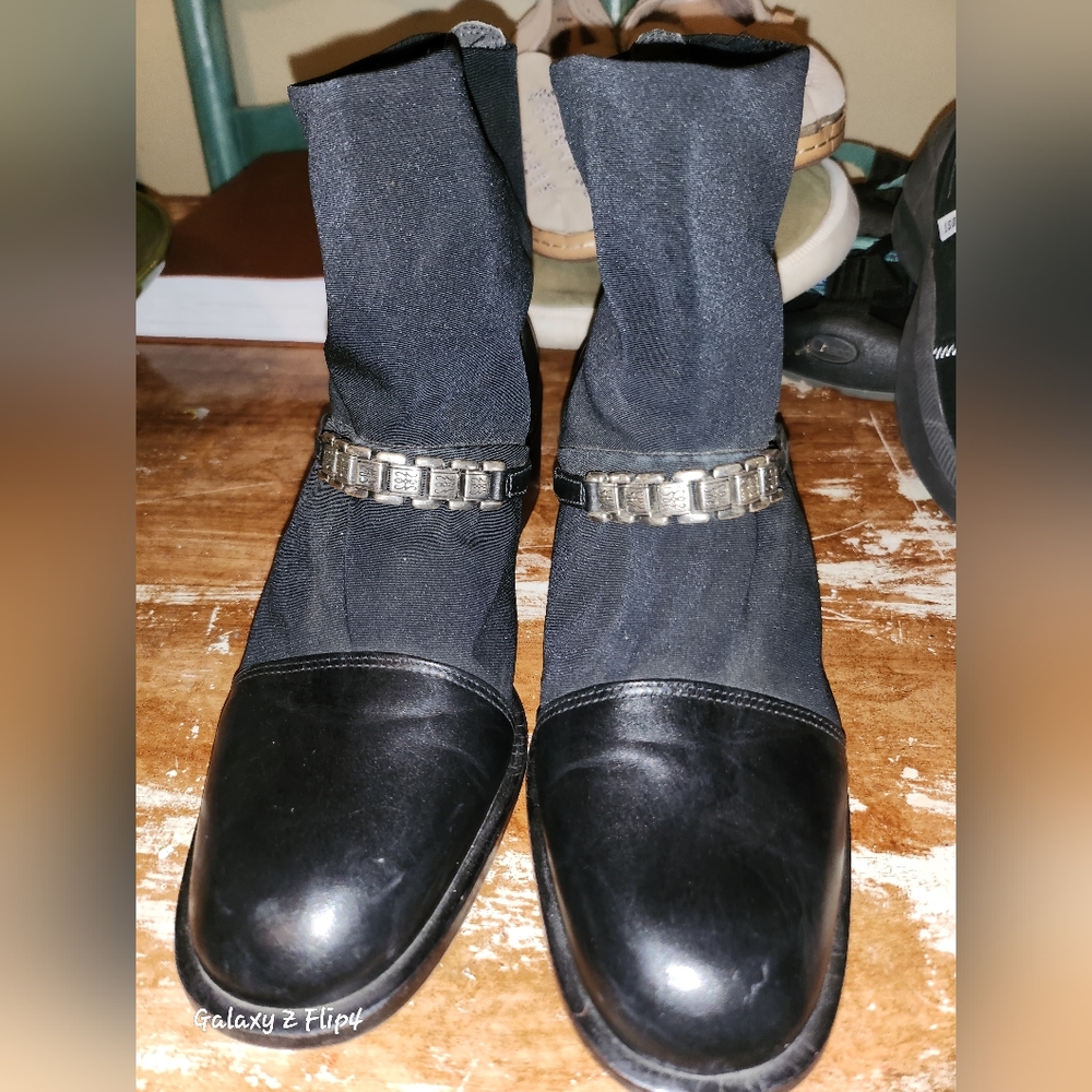 Brighton Women's Boots Ankle Chain Link Black Leather Size  9N Vintage